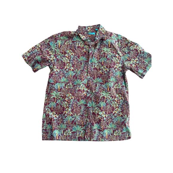 Tori Richard Men's Hawaiian Palm Print Short Sleeves Button Down Shirt Size S - Picture 1 of 5